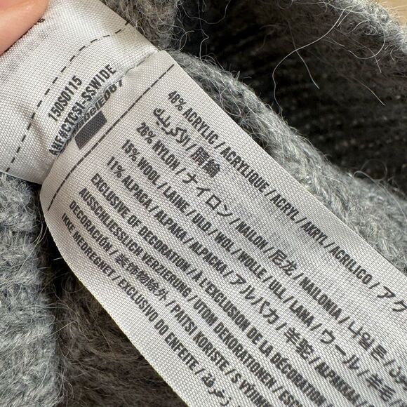 Abercrombie & Fitch Gray Fuzzy Alpaca Wool Open Knit Chunky Sweater XS - Picture 7 of 10